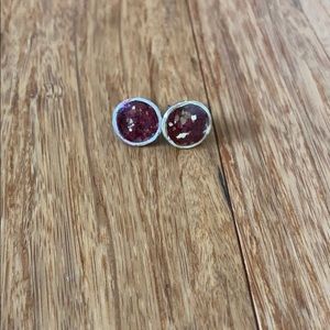 Gold & Maroon Flecked Studs